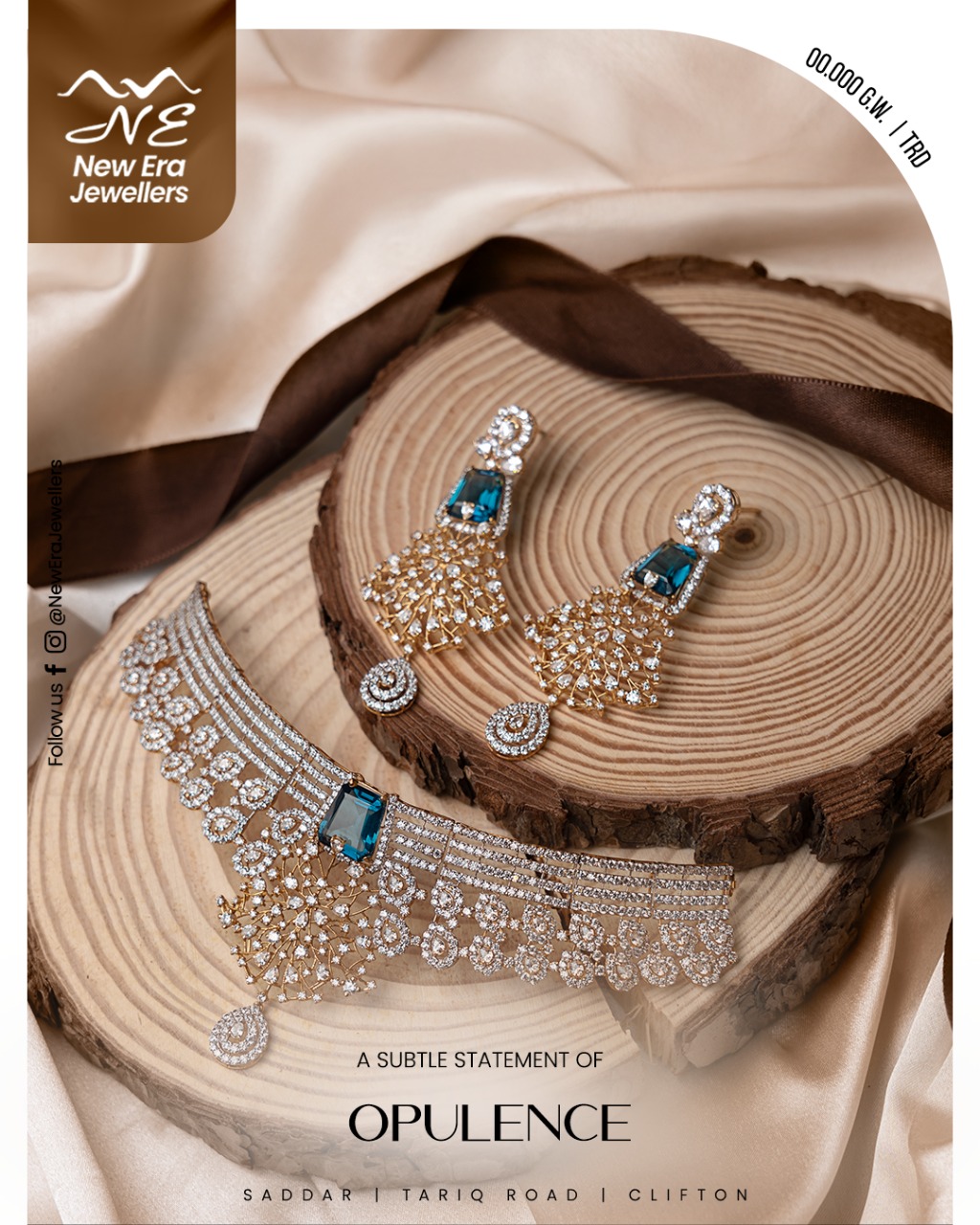 Blue and Silver-Tone Necklace Set — 21K gold necklace