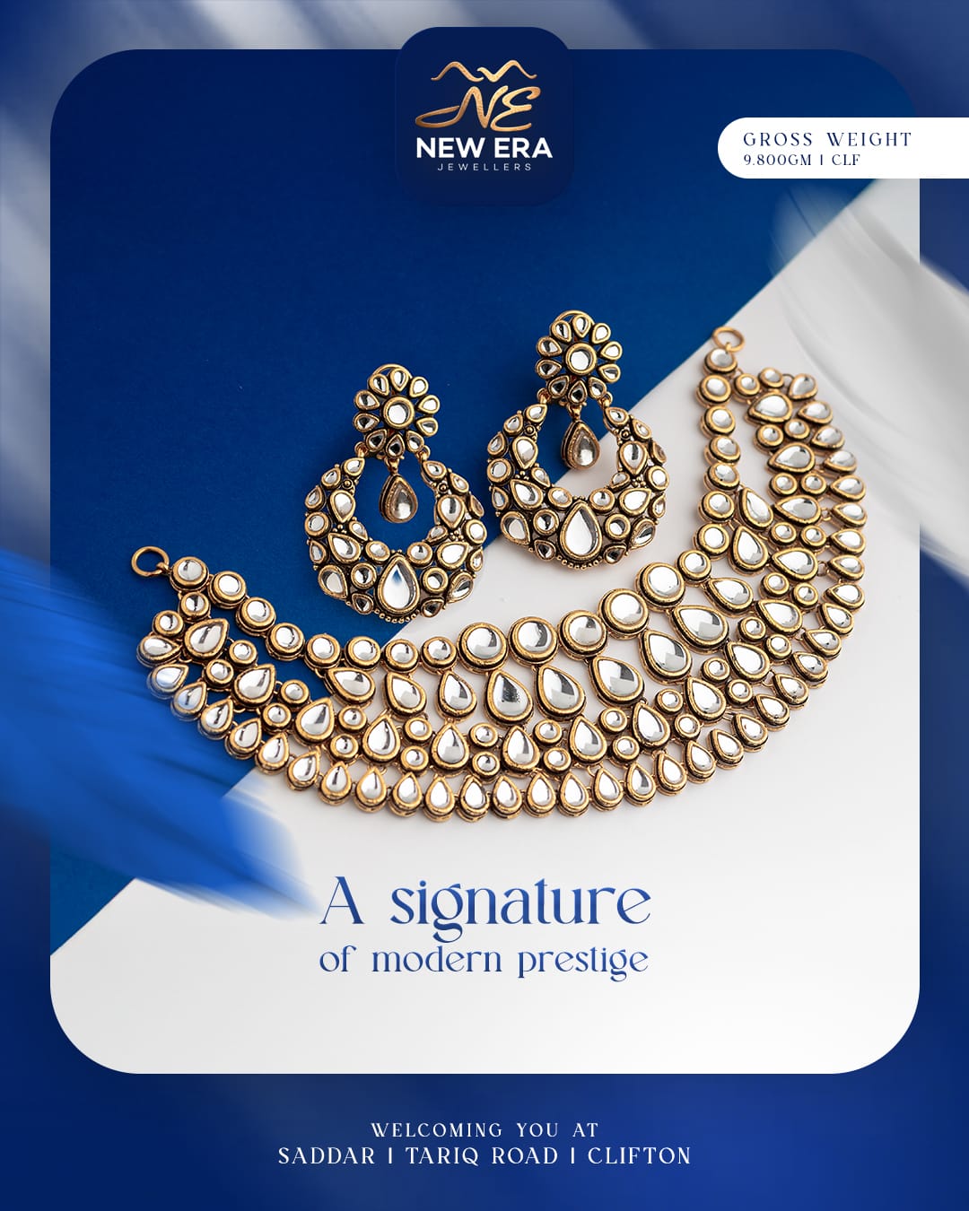 Pearl-Detail Statement Choker Set — 21K gold necklace, 9.80g