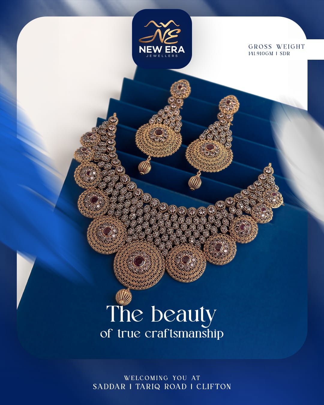 Ornate Gold Medallion Necklace Set — 21K gold necklace, 141.91g